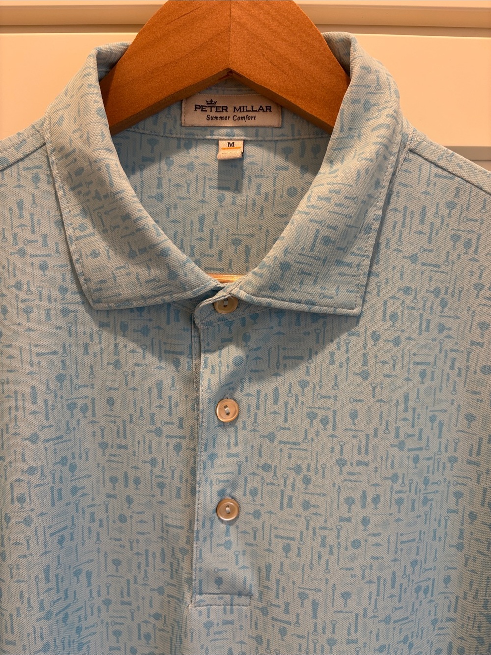 Peter Millar Men’s Southern Comfort Light Blue Printed Polo Shirt